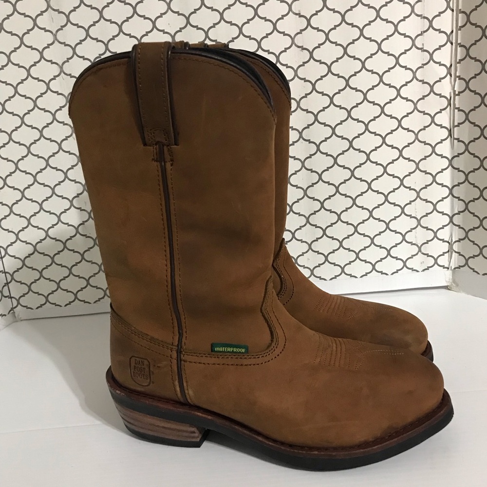Dan Post Boots Albuquerque 12 Inch Waterproof Soft Toe Work Brown Size 8D